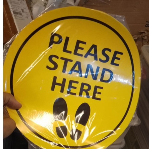 

stiker jaga jarak bulat please stand here ukuran 30cm