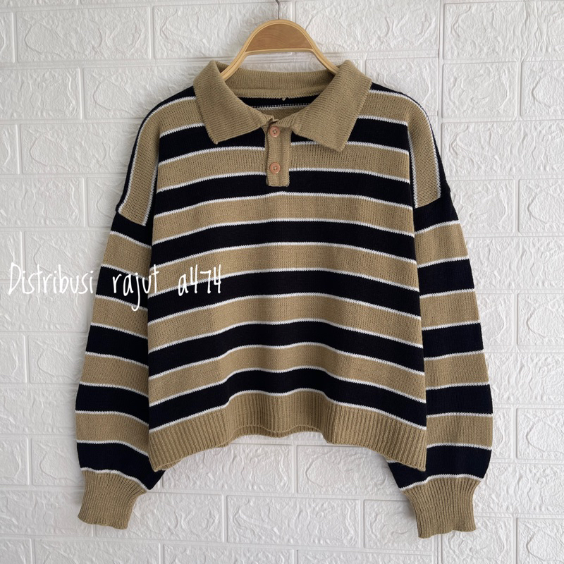 POLO SWEATER STARLA BLASTER BLOUSE STRIPPE LENGAN PANJANG-Asta Kream