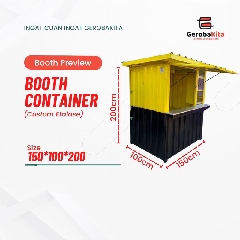 booth container dengan etalase makanan