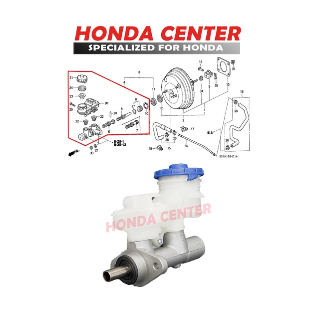 master sentral central rem brake master BM assy honda civic vti vtis 2001 2002 2003 2004 2005 46100-S5A