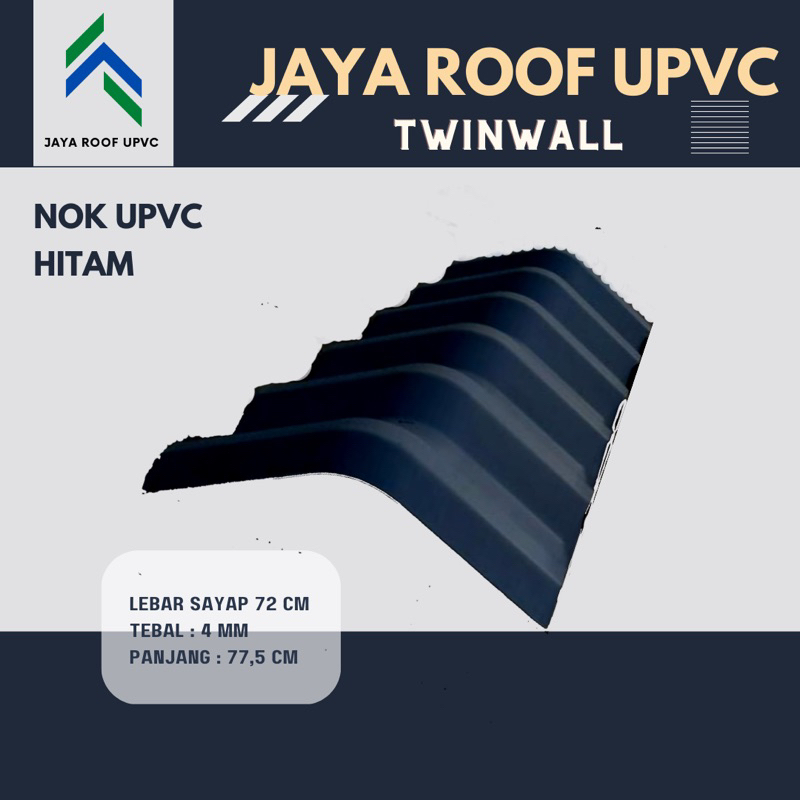 NOK UPVC Hitam Putih Biru Jaya Roof / Karpus Wuwungan Bubungan Nok UPVC Setara Alderon Holodeck