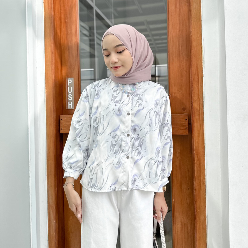 MARBLE PUFFY BLOUSE MOTIF (HANYA ATASAN SAJA TIDAK ONE SET)