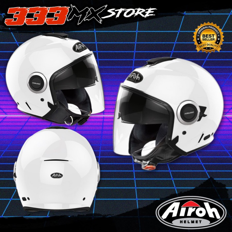 HELM AIROH HELIOS WHITE GLOSS 2023 HELM HALF FACE AIROH WHITE ORIGINAL