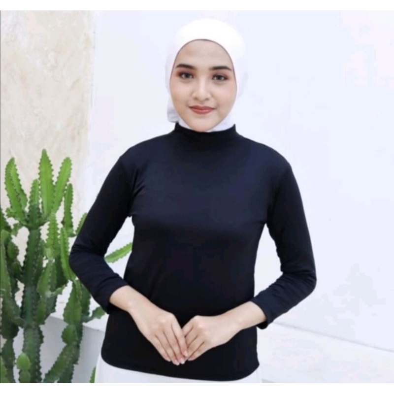 Baju Kaos Manset Leher tinggi Turtleneck lengan panjang