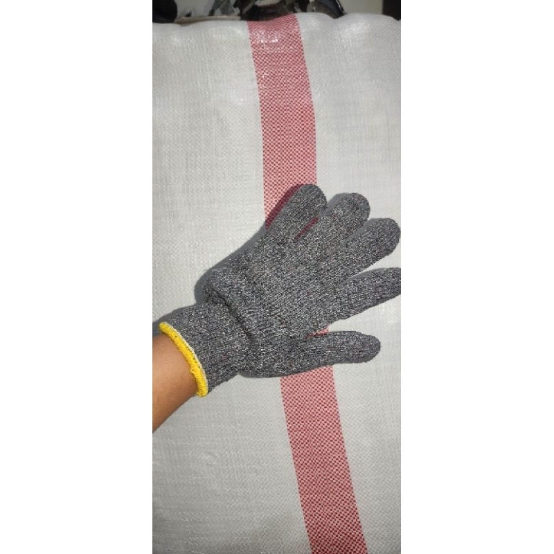 Sarung tangan rajut abu benang 9 perlusin ( 12 pasang) Tebal