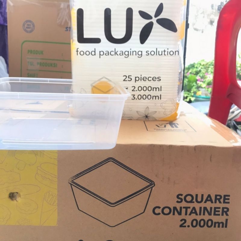 

Thinwall 2000 ML Merk Lux / Wadah Makan Plastik / Food Container Square