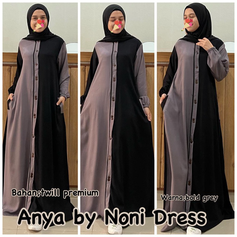 Daster Arab Noni ANYA Maxi Dress Busui Mewah Gamis Premium Twill