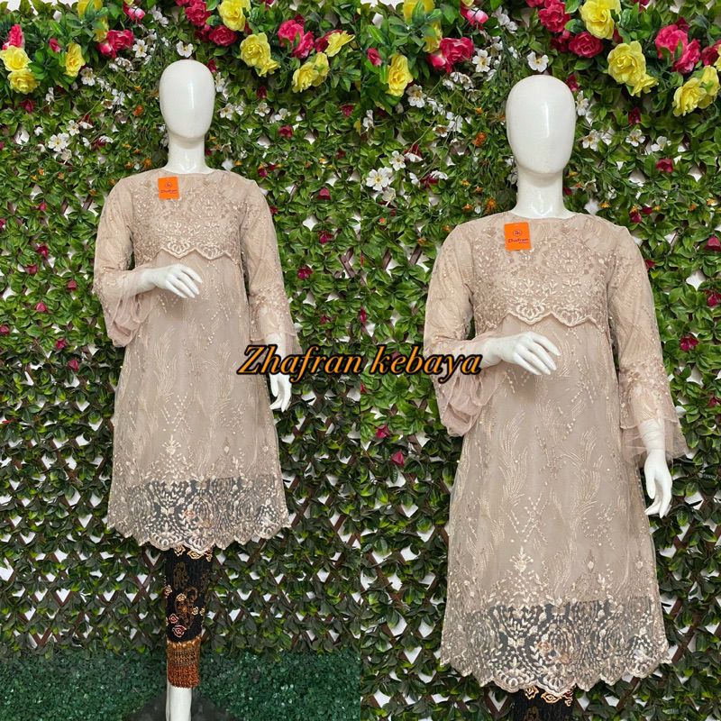 Kebaya Tunik Raisa Modern Bahan Tulle Bordir (Rs)