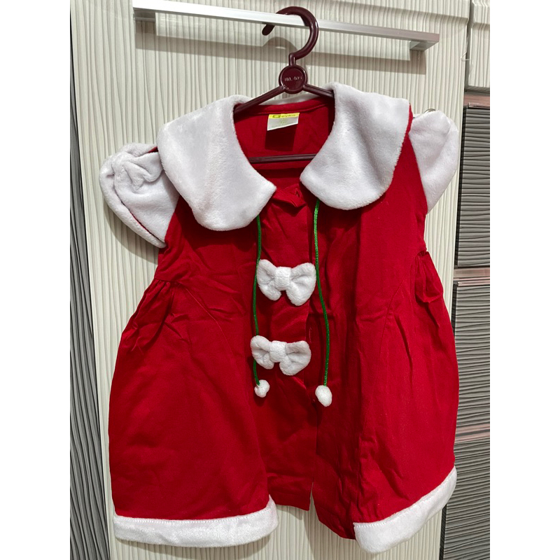Dress / Baju / Kostum Santa Claus Natal Anak Perempuan Merk EYKA Usia 2-3 Tahun PRELOVED Sinterklas 