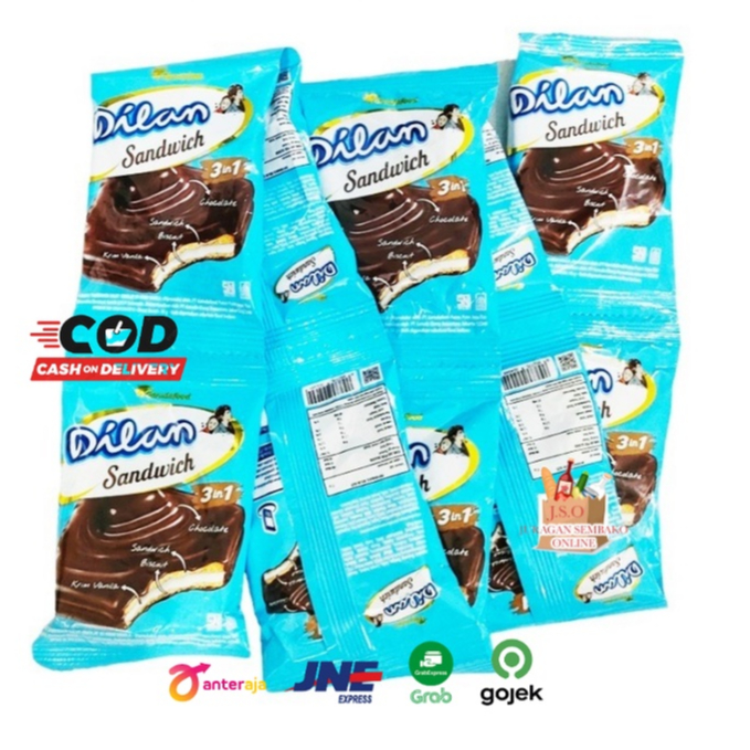 (JSO) Dilan Sandwich Biskuit 3 in 1 Cream Vanila Coklat 10 bks x 16gr Snack Cemilan Anak Bukan Better