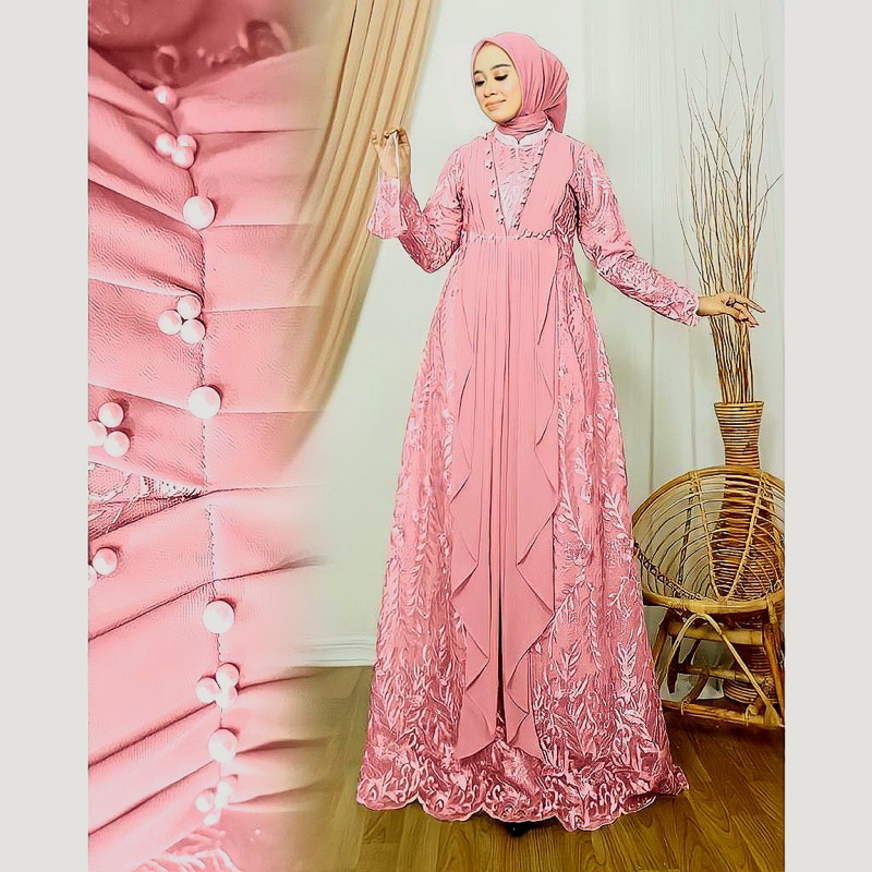 Gamis Rania Kebaya Brukat Premium Terbaru Baju Wanita Jumbo Seragam Pesta Mewah Modern