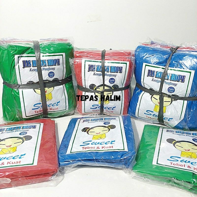 Jas hujan plastik ponco tebal setara mustika 1 lusin merk baby boss