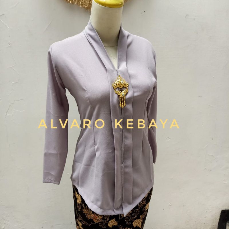 atasan kebaya kartini polos lengan panjang baju tradisional kantor modern real pict