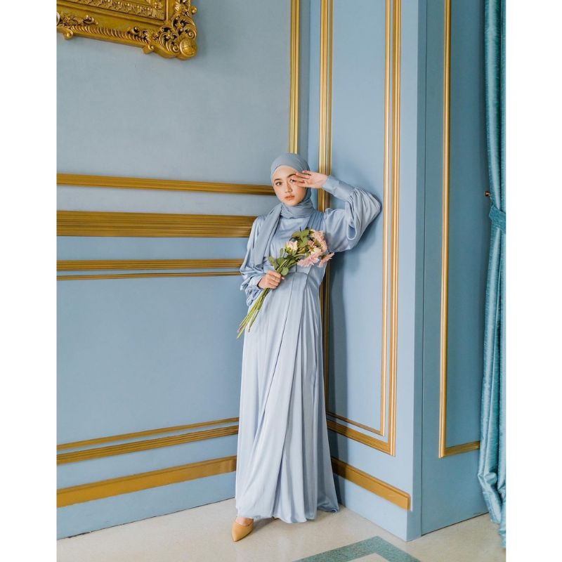 (NEW) AMIRA Dress - Baju Gamis Satin Maxmara Silk Dress Remaja Wanita Perempuan Ibu Muslim Muslimah 