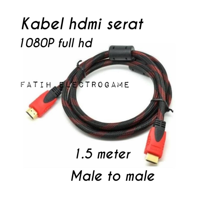 KABEL HDMI SERAT JARING VERSI 1.4 1080P 1.5 METER FULL HD