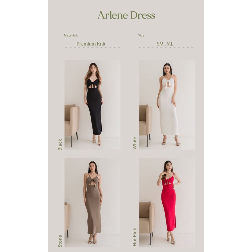 Arlene Dress -- Ocha Wear | Knit Midi Summer Dress | Bust Tied Bodycon | Pakaian Wanita Slit Dress