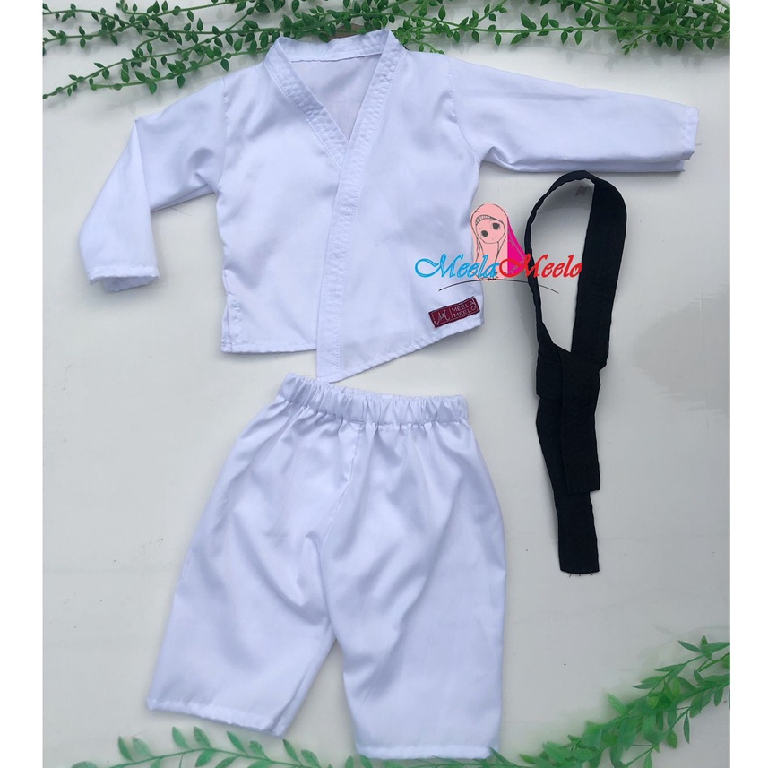 Baju Karate Anak-Anak 1 Set Baju Taekwondow Newborn Photoshoet Property Sabuk Hitam Bahan Katun Adem