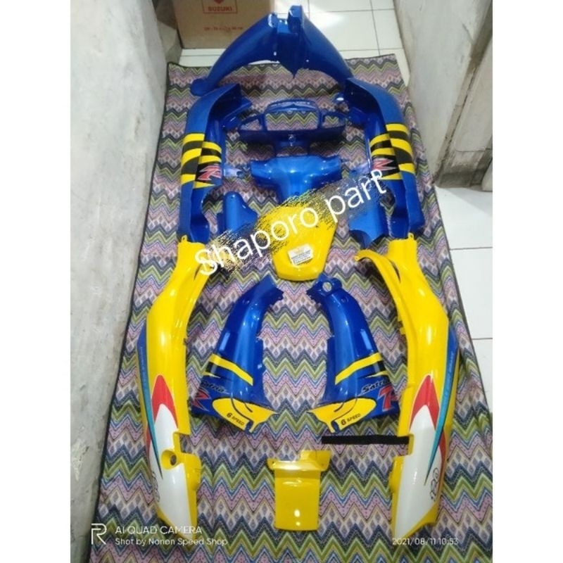 cover body halus full set suzuki satria lumba kuning biru Satria lumba