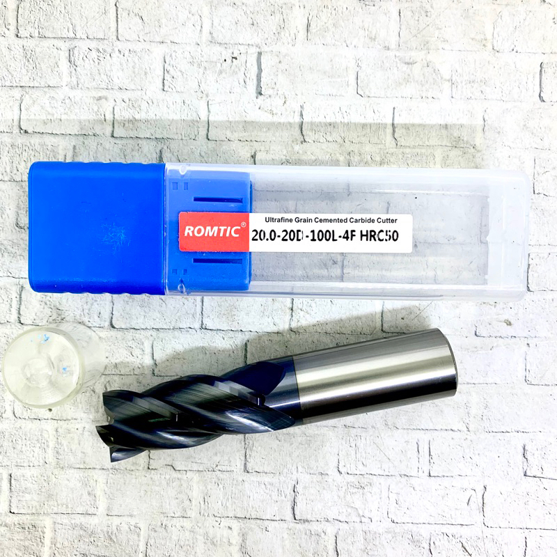 Endmill 20 mm Carbide HRC50 merk Romtic baru Endmill 20mm