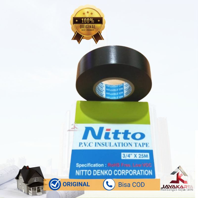 Isolasi Kabel Warna Htam Merk Nitto / Isolasi Hitam Nitto
