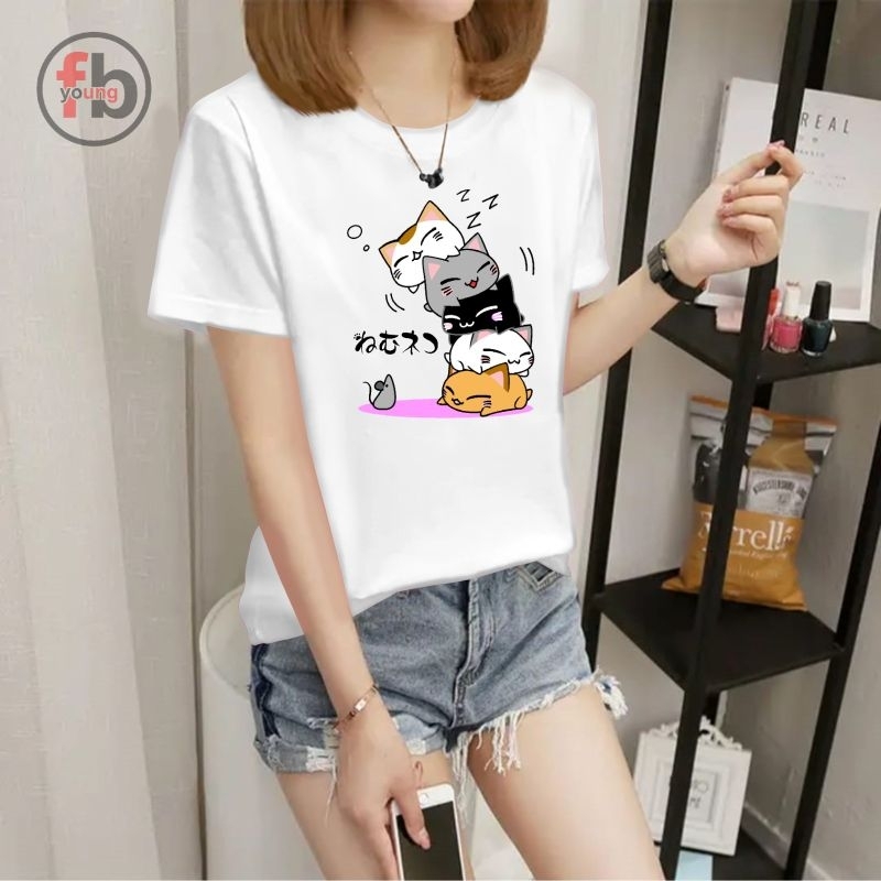 fbyoung kaos spandex cewek/T-shirt wanita premium lengan pendek