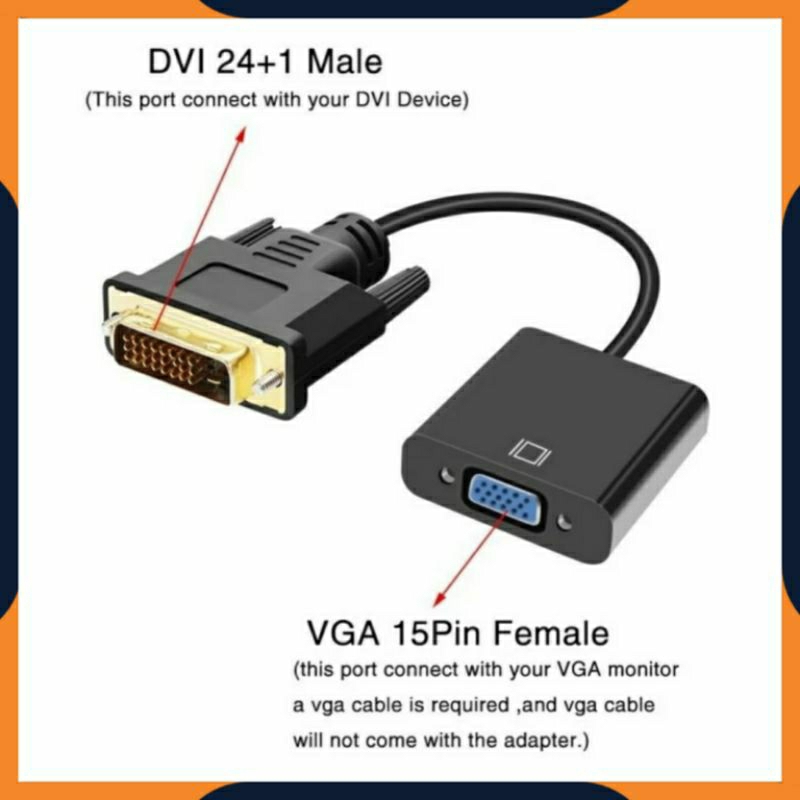 [COD] CONVERTER KONEKTOR AKTIF DVI D 24+1 MALE DUAL LINK TO VGA FEMALE ADAPTER