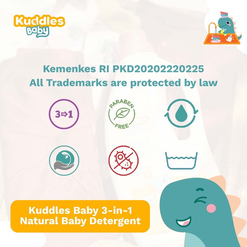 Kuddles Natural 3 in 1 Detergent / Deterjen Bayi