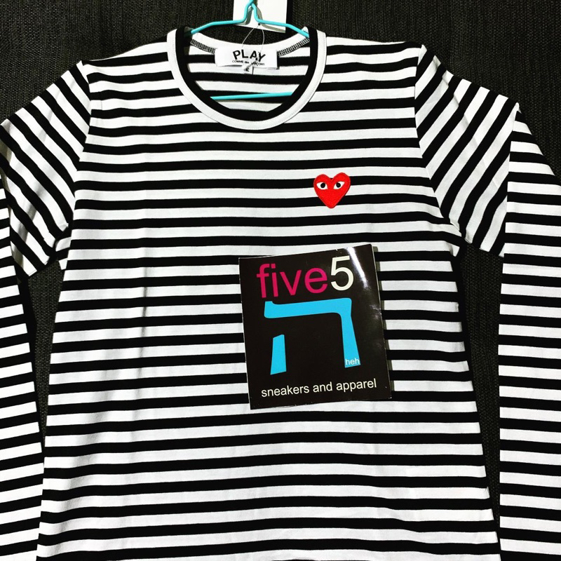 cdg play black stripe long sleeve tee