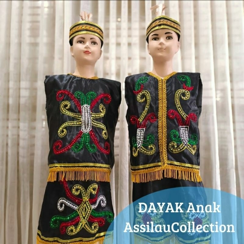 baju adat Dayak anak/pakaian adat Dayak ukuran anak-anak pria/wanita