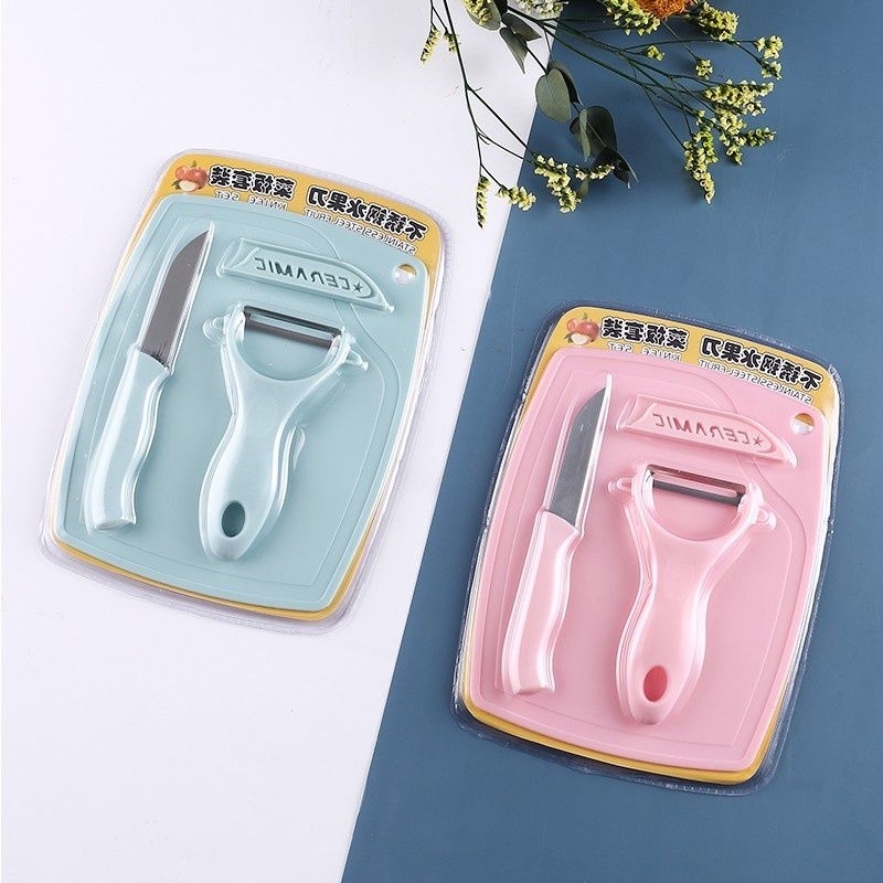 `ღ´ PHINKL `ღ´  Set Pisau buah dan pengupas buah Ceramic