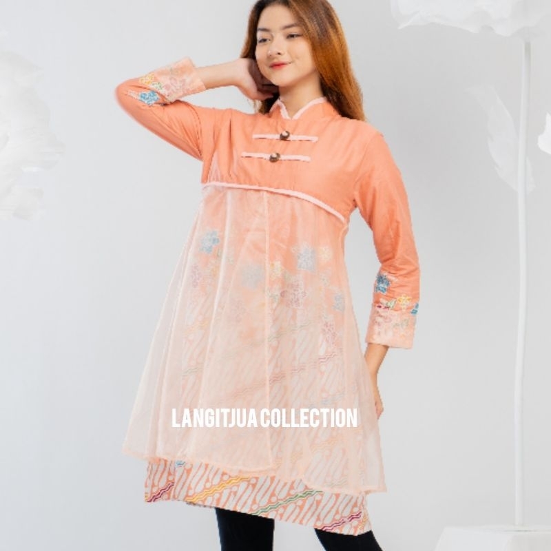 ANISA TUNIK PIAS KOIN BATIK ORGANZA BAJU LEBARAN 2023| DRESS BAJU KONDANGAN MEWAH