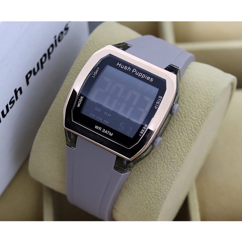 (Terima Cod)Jam Tangan Wanita Hushpuppies Sergi Digital New Anti Air Strap Rubber/Karet(Dikirim Jakarta)