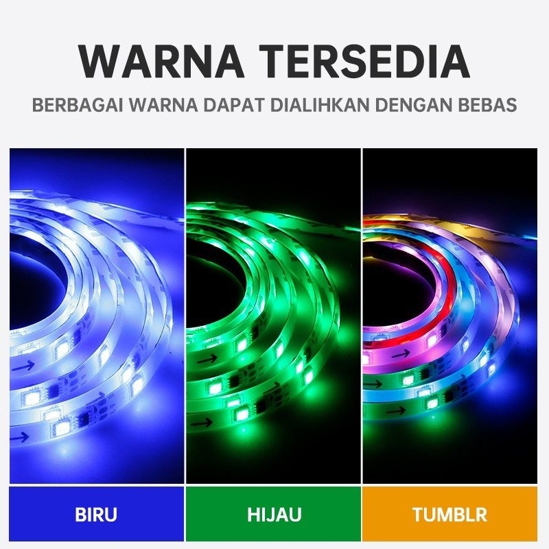 LED STRIP 2835 10 METER KOMPLIT ADAPTOR REMOTE  / LAMPU RGB WARNA WARNI WATERPROOF IP65 STRIP LED