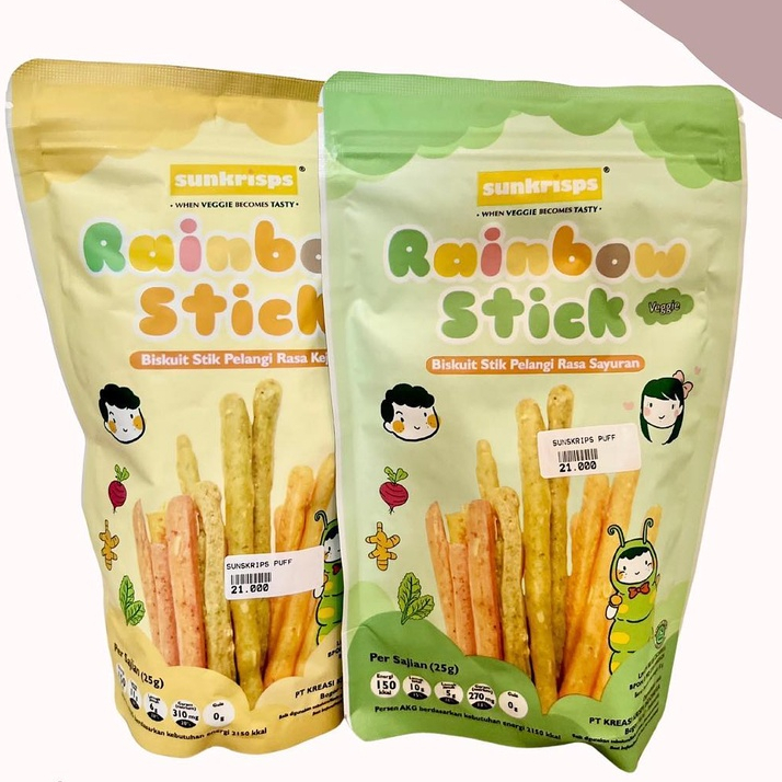 SUNKRISPS BISKUIT STIK SAYURAN RAINBOW 50GR SNACK ANAK NON MSG