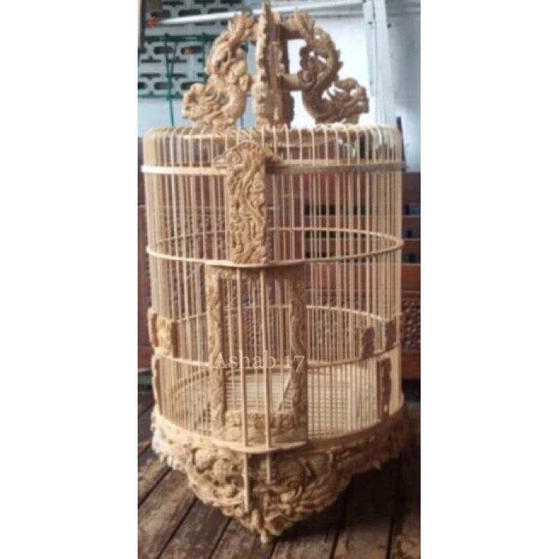 Sangkar Anis Merah, Sangkar Anis Merah Ukir Naga, Sangkar Ukir Kayu Jati
