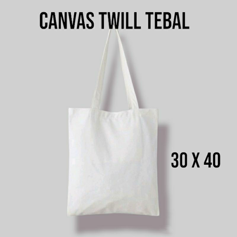 Tote bag canvas twill kain tebal, totebag 30x40 premium tebal, tote bag resleting