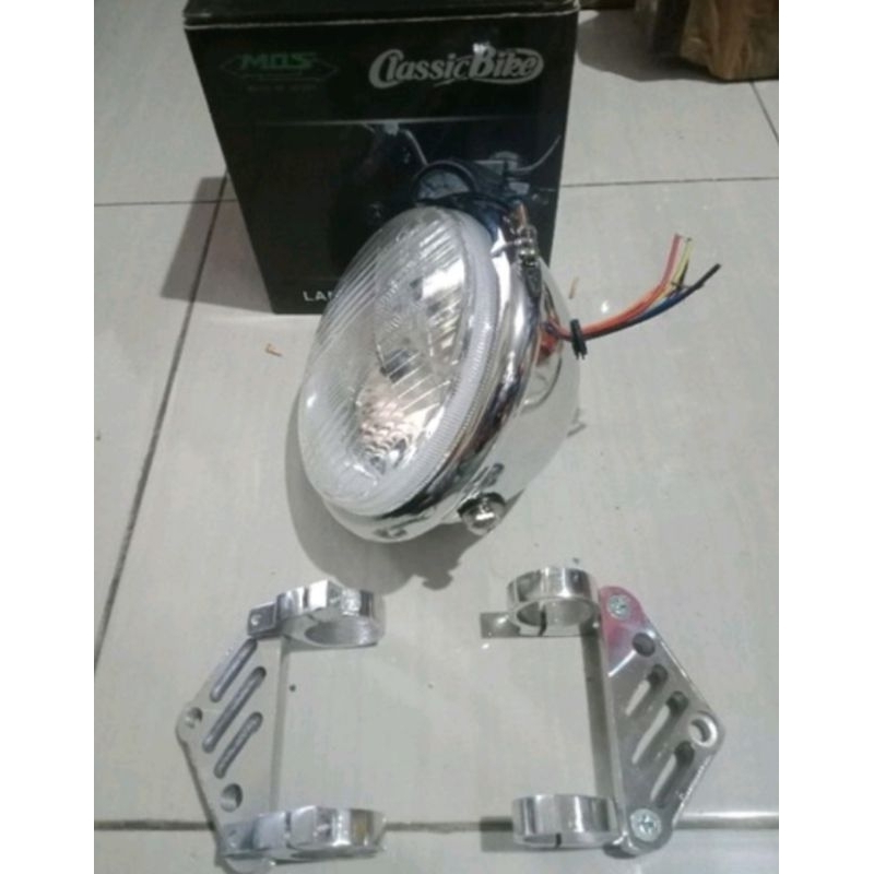 Lampu Depan Cb Pesen Model batok Jute Batok Black Chrome Set Pangkon Tebal Presisi Berkualitas