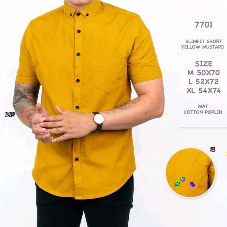 Hem polos pria lengan pendek Kemeja pendek Kemeja motif polos Kemeja pria Baju pria Hem pria