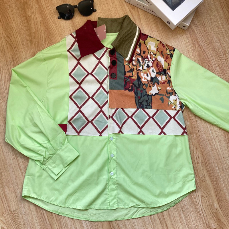 Green Cava Shirt / Baju Atasan Kemeja Import