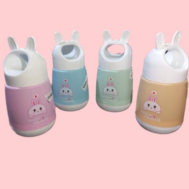 Botol kaca pita tanduk kelinci lovelly rabbit/ Botol tanduk rusa/ Botol anak BPA FREE dengan tali