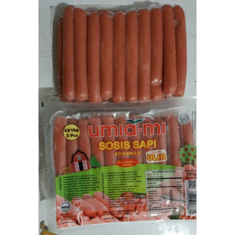 

umiami sosis sapi ulir panjang 750gr isi 30+2