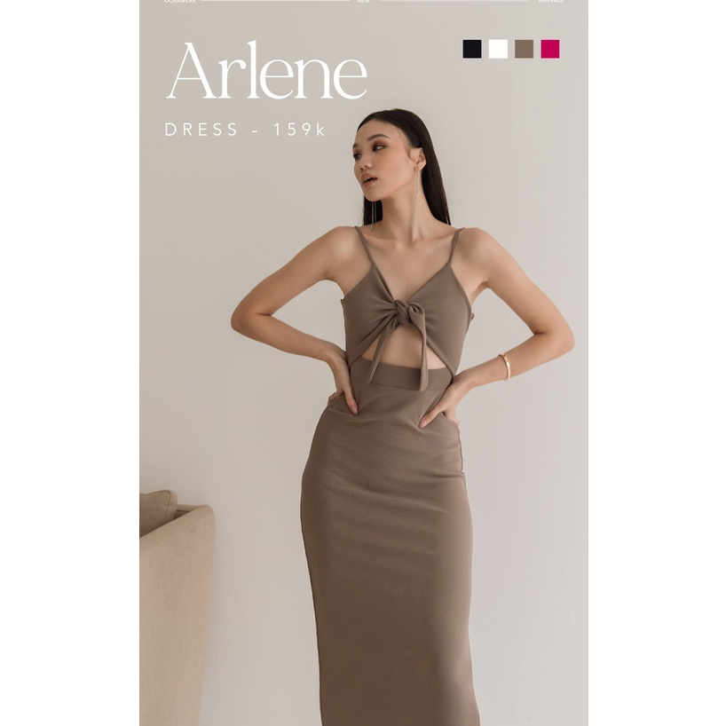 Arlene Dress -- Ocha Wear | Knit Midi Summer Dress | Bust Tied Bodycon | Pakaian Wanita Slit Dress