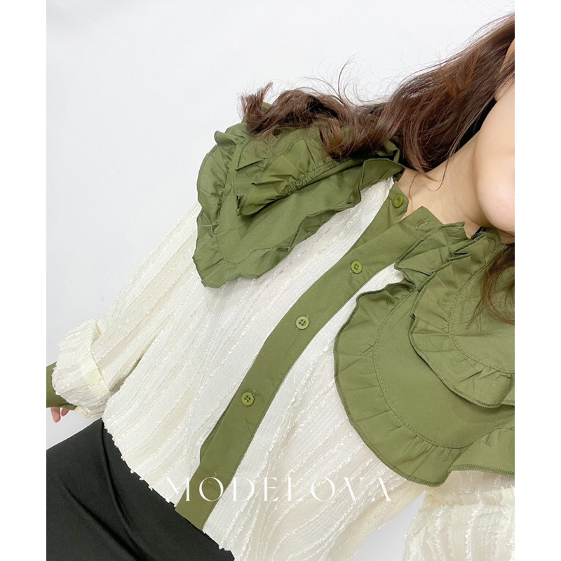 MDLV ~ 8700# Cecilya Oversized collar Shirt Import