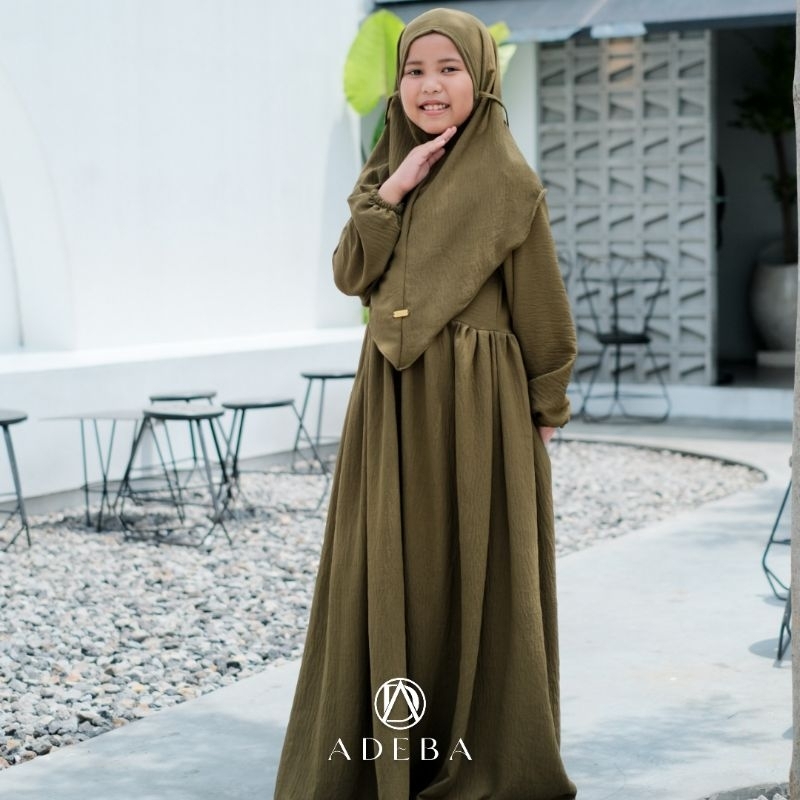 GAMIS SET JILBAB ANAK CRINKLE - AMEENA SET