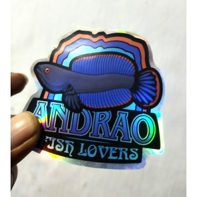 stiker aquarium hologram ikan galak