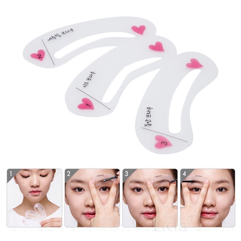 Cetakan Alis 3 IN 1 Mini Eyebrow Template Kit 3in1 Pencetak Alis 3 Bentuk Alis Murah Import