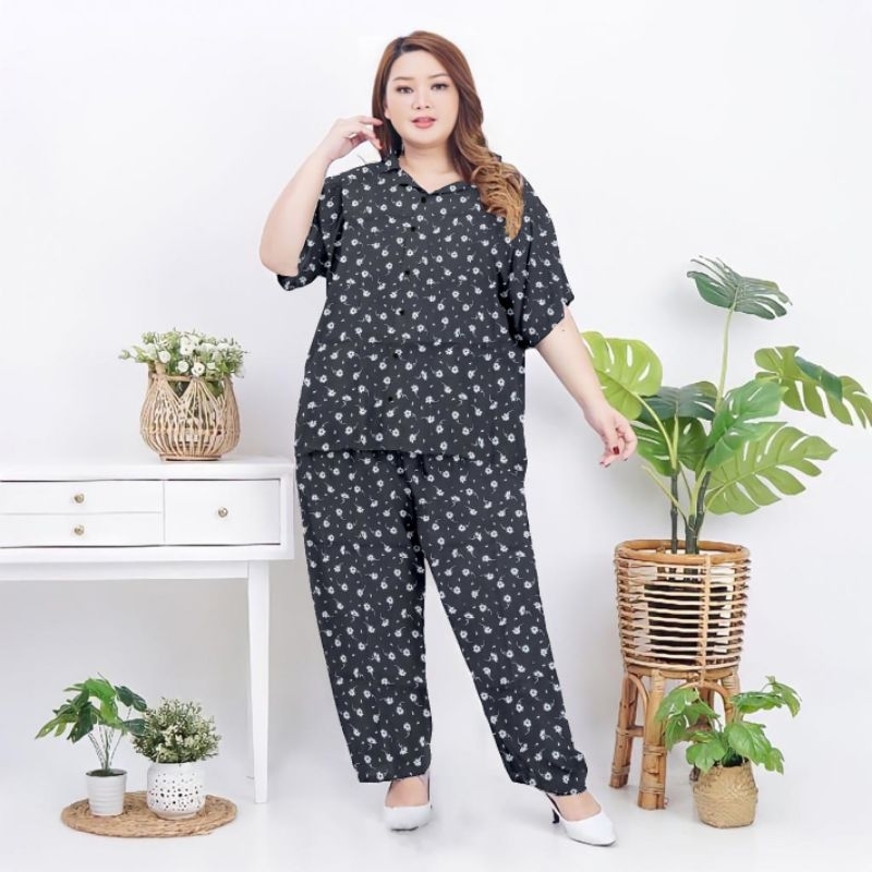 pajamas wanita jumbo/setelan wanita jumbo/baju setelan kekinian/piyama jumbo terbaru