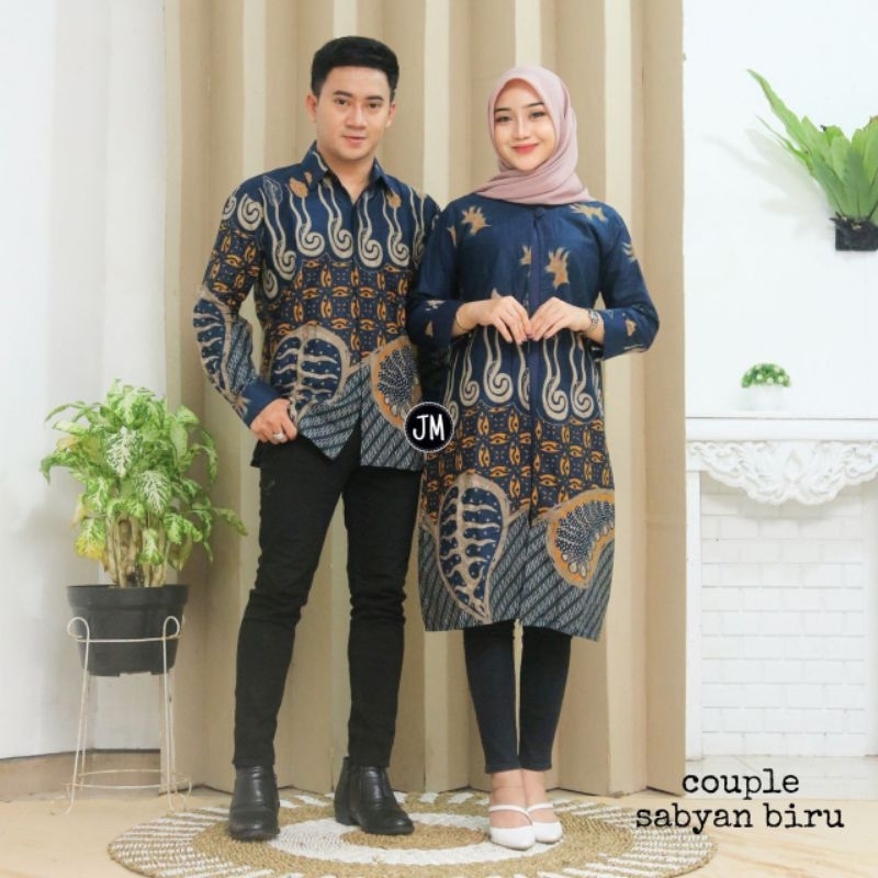 Tunik Batik Couple Modern M L XL XXL Set Pakai Couple Batik Atasan Batik Tunik Wanita Kantor