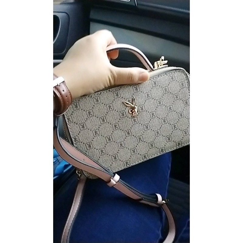 preloved like new original playboy bunny monogram sling bag vanity case