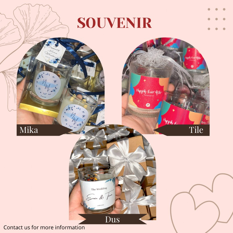 Lilin Aromaterapi Premium - Scented Candle - Dried Flower - Lilin Wangi - Souvenir Hampers Wedding Pernikahan Hadiah Kado